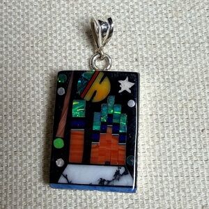 Sterling silver Native Mosaic inlay Pendant